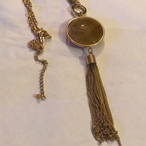 Long tassel gem necklace